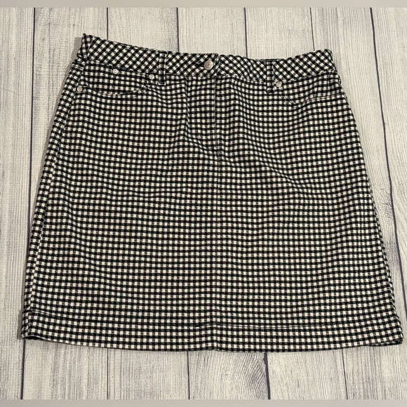 Talbots Black & White Gingham Mini Skirt - Classic Preppy Style/size 14P - Picture 3 of 9